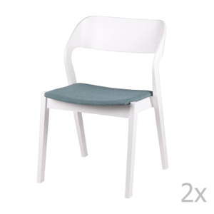 Sada 2 bílých židlí s mátově zeleným podsedákem sømcasa Bianca