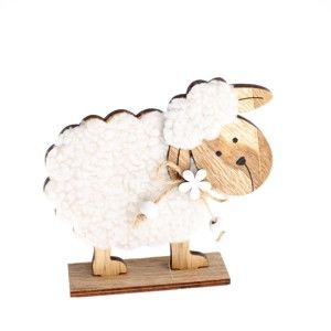 Dřevěná dekorace Dakls Easter Happy Sheep, výška 12 cm