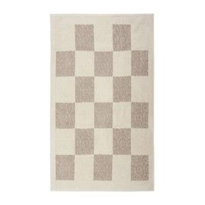 Krémový bavlněný koberec Check, 80 x 300 cm