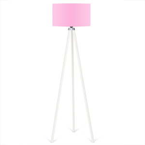 Bílá volně stojící lampa se světle růžovým stínítkem Kate Louise Beyaz