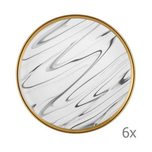 Sada 6 šedo-bílých porcelánových dezertních talířů Mia Lucid, ⌀ 19 cm