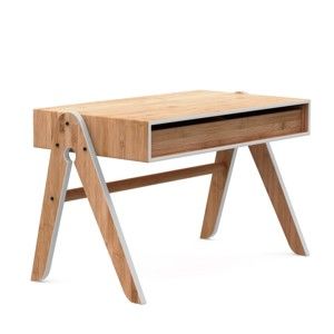 Dětský psací stůl z bambusu Moso s šedými detaily We Do Wood Geo's