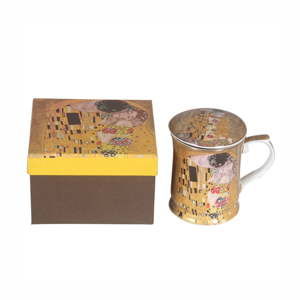 Porcelánový hrnek s víčkem a sítkem HOME ELEMENTS Klimt Solei, 400 ml