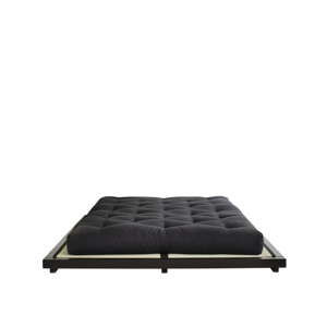 Dvoulůžková postel z borovicového dřeva s matrací a tatami Karup Design Dock Double Latex Black/Black, 180 x 200 cm