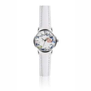 Dámské hodinky s bílým páskem z pravé kůže v bílé barvě Emily Westwood Rosa