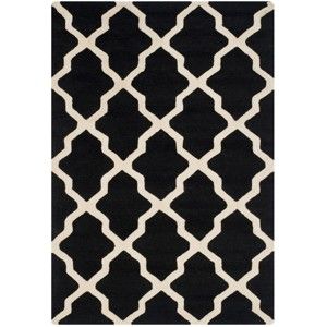 Vlněný koberec Ava Black, 121x182 cm