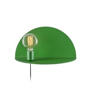 Zelená nástěnná lampa s poličkou Shelfie, výška 20 cm
