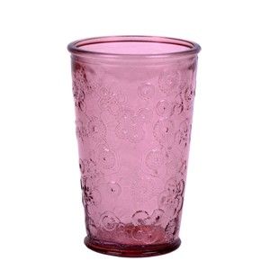 Růžová sklenice z recyklovaného skla Ego Dekor Flora, 300 ml
