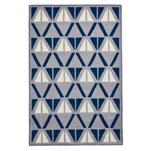 Šedo-modrý ručně tuftovaný koberec Think Rugs Hong Kong Barma Grey & Navy, 150 x 230 cm