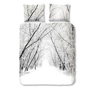 Bílé flanelové povlečení Muller Textiel Forest, 200 x 200 cm