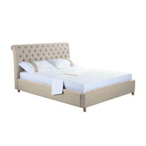 Béžová dvoulůžková postel loomi.design Ringsted, 160 x 200 cm