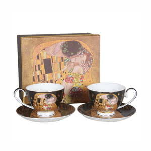 Sada 2 šálků s podšálkem HOME ELEMENTS Klimt Nuit, 250 ml