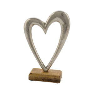 Dekorace s dřevěným podstavcem Ego Dekor Heart, výška 26 cm