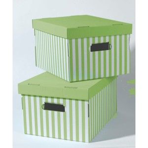 Sada 2 zelených úložných krabic Compactor Stripes
