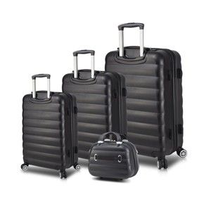 Sada 3 černých cestovních kufrů na kolečkách s USB porty a příručního kufříku My Valice RESSO Travel Set