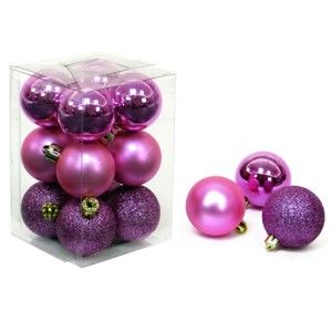 Sada 12 vánočních ozdob ve fialové barvě Unimasa Navidad