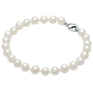 Perlový náramek Muschel se zapínáním, bílé perly 6 mm, délka 19 cm