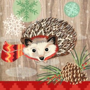 Balení 10 papírových ubrousků s vánočním motivem PPD Hedgehog With Scarf