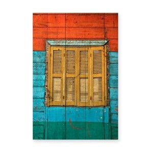 Nástěnná cedule z borovicového dřeva Really Nice Things Colorful Window, 40 x 60 cm