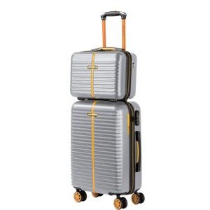 Set stříbrného kosmetického kufříku a kufru na kolečkách Travel World
