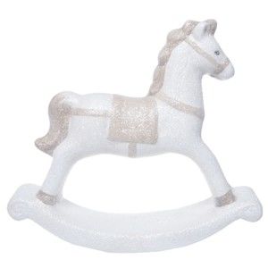 Bílý keramický dekorativní houpací koník Ewax, výška 18,7 cm