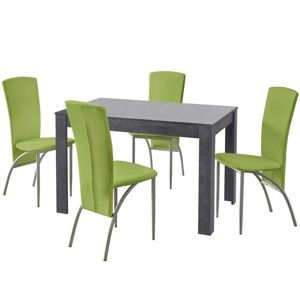 Set jídelního stolu a 4 zelených jídelních židlí Støraa Lori Nevada Slate Green
