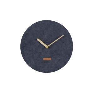 Tmavě modré nástěnné hodiny s manšestrem Karlsson Corduroy, ⌀ 25 cm