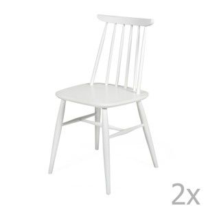 Sada 2 bílých jídelních židlí z masivní břízy Woodman Aino