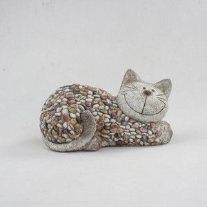 Zahradní dekorace Dakls Garden Deco Cat With Stones, výška 18 cm