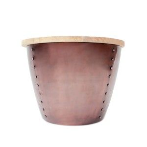 Příruční stolek v měděné barvě s deskou z mangového dřeva LABEL51 Indi, Ø 60 cm