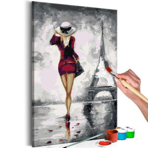 DIY set na tvorbu vlastního obrazu na plátně Artgeist Parisian Girl, 40 x 60 cm
