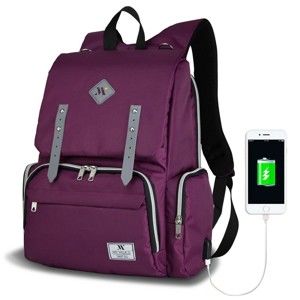 Fialový batoh pro maminky s USB portem My Valice MOTHER STAR Baby Care Backpack