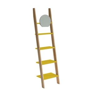 Žlutá dřevěná opěrná police se zrcadlem Ragaba Ashme Ladder