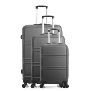 Sada 3 tmavě šedých cestovních kufrů na kolečkách Hero Utah