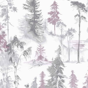 Bílo-šedá nástěnná tapeta Graham & Brown Mystical Forest Lilac, 0,52 x 10 m