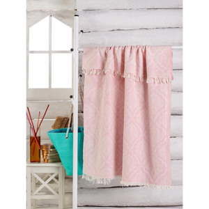 Růžový ručník Varak, 180 x 100 cm