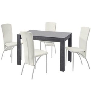 Set jídelního stolu a 4 bílých jídelních židlí Støraa Lori Nevada Slate White