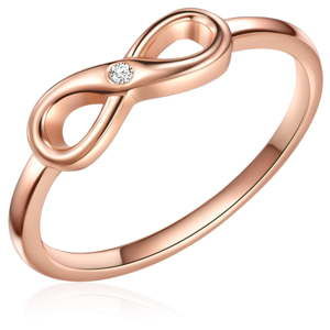 Stříbrný prsten v barvě růžového zlata s pravým diamantem Tess Diamonds Olivia, vel. 58