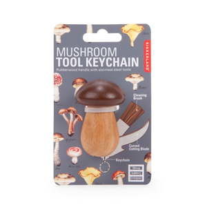 Set nožíku a štětce na houby jako přívěsek na klíče Kikkerland Mushroom
