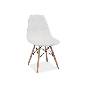Bílá jídelní židle ze dřeva a ekokůže Signal Axel