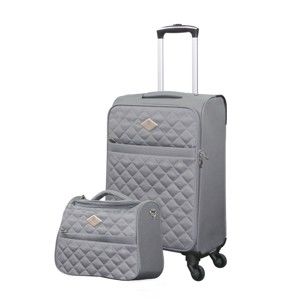 Sada šedého kufru a toaletní tašky GERARD PASQUIER Adventure, 38 l + 16 l
