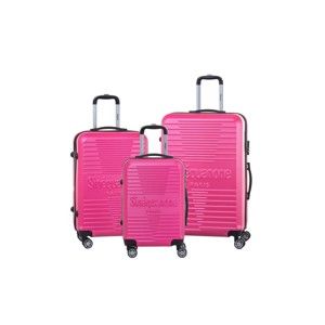 Sada 3 růžových cestovních kufrů na kolečkách se zámkem SINEQUANONE