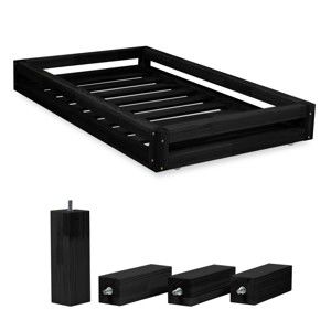 Set černé zásuvky pod postel a 4 prodloužených nohou Benlemi, pro postel 80 x 200 cm