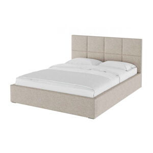 Béžová čalouněná dvoulůžková postel s úložným prostorem s roštem 140x200 cm Bufo Bed – MESONICA