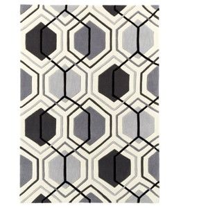 Šedý ručně tuftovaný koberec Think Rugs Hong Kong Hexagon Grey, 90 x 150 cm