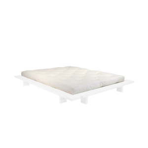 Dvoulůžková postel z borovicového dřeva s matrací Karup Design Japan Double Latex White/Natural, 160 x 200 cm