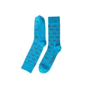 Tyrkysové ponožky Funky Steps Mustache, velikost 39 – 45