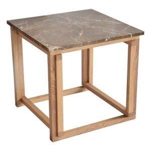 Hnědý mramorový odkládací stolek s podnožím z dubového dřeva RGE Accent, šířka 50 cm
