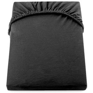Černé elastické bavlněné prostěradlo DecoKing Amber Collection, 100-120 x 200 cm