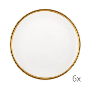 Sada 6 bílých porcelánových dezertních talířů Mia Halos Gold, ⌀ 19 cm